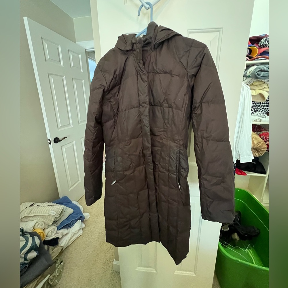 Eddie Bauer Brown Goosedown Mid length Coat with detachable hood